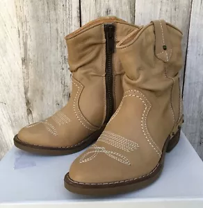 NIB Sundance Catalog Etta Cowboy Western Booties 36M US6 Tan Taupe Orig. $168 - Picture 1 of 8