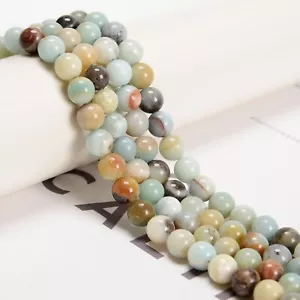 Multi-Color Amazonite Smooth Round Size 4mm 6mm 8mm 10mm 12mm 16mm 15.5" Strand - Picture 1 of 5