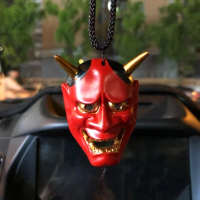 Rojo JDM JP Japonés Prajna Hannya Cara Colgante Vip Coche Espejo Retrovisor Adornos Foto 1 de 4