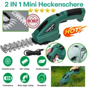 Garden Cordless Hedge Trimmer Handheld 7.2V 2 in 1 Mini Electric Grass Shears - Picture 1 of 14