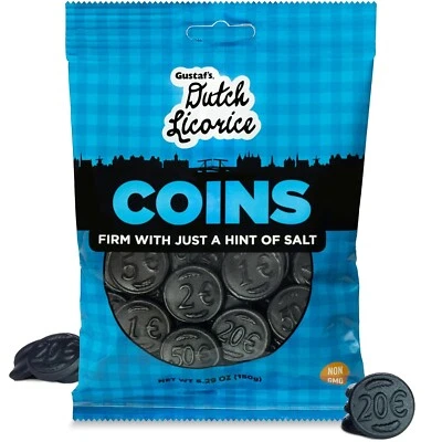 Gustaf's Salt Traditional (Black) Licorice Coins 5.29 Oz Bag - Image 1 of 2