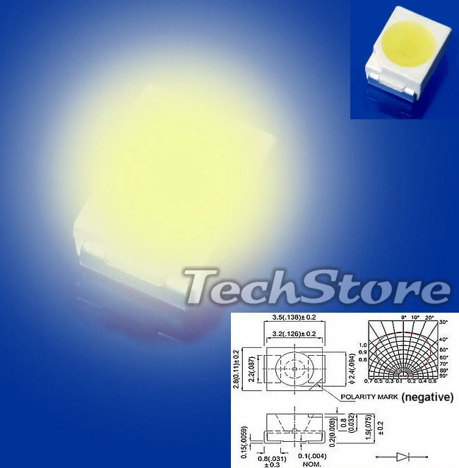20 SMD 1210 ( PLCC-2 3528 warm-white ) Super Bright LED bianco caldo 2000 mcd - Immagine 1 di 1