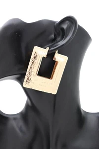 Women Hook Earrings Gold Color Metal Big Square Shape Sexy Geometric Statement - Bild 1 von 12