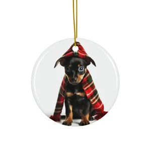 Adorno colgante de cerámica para árbol de Navidad - diseño de cachorro Manchester Terrier - Imagen 1 de 4
