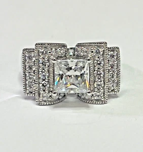 Victoria Weick Sterling Silver Clear/White CZ Cocktail Ring Sz 8.75 - Picture 1 of 3