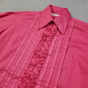 Vintage Delton Smoking Hemd Herren Medium Rosa Rüschen Langarm 70er French Cuff - Bild 1 von 24