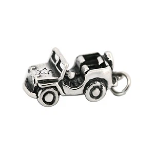 Army Military 4WD Jeep Willys 3D 925 Solid Sterling Silver Charm 4 Wheel Drive - Picture 1 of 9