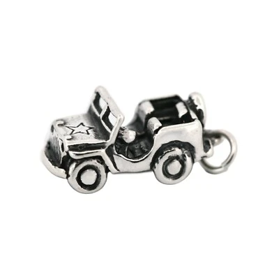 Berloque militar exército 4WD Jeep Willys 3D 925 prata esterlina sólida tração nas 4 rodas - Imagem 1 de 4