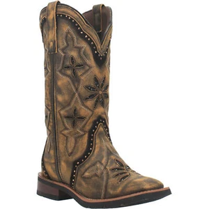 Laredo Ladies Bouquet Black and Brown Square Toe Boots 5844 - Picture 1 of 6