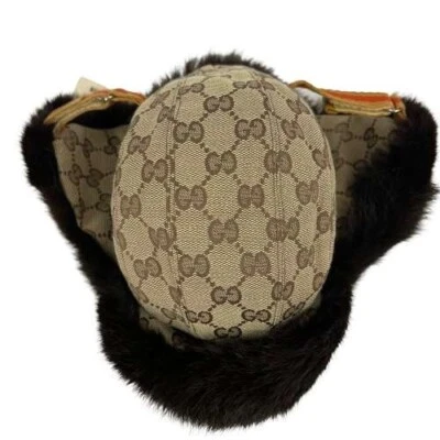 Gorra Gucci Pilot Flight GG Monograma Lona Talla M Beige Marrón Piel Foto 1 de 4