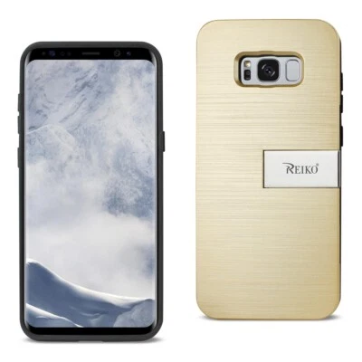 For Samsung Galaxy S8+ Plus Case Hybrid Slim Cover Card Holder & Kickstand Gold - Image 1 of 4