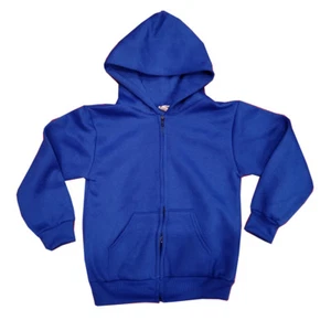 Plain Blank Kid Youth Child size Jacket zip up zipper Hoodie ROYAL BLUE - Picture 1 of 2