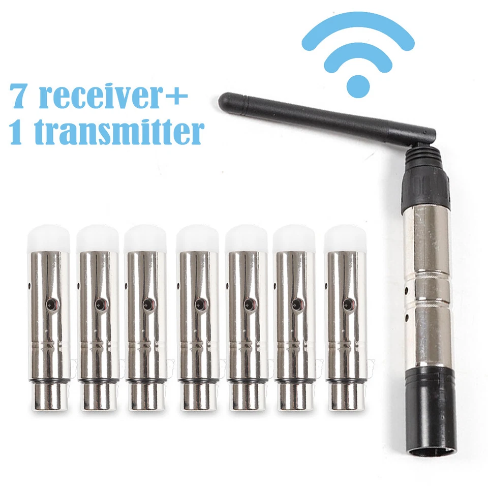 DMX512 2.4G Funk Receiver Set 7x Empfänger + 1 Sender für Bühne Lichteffekte Neu - Bild 1 von 4