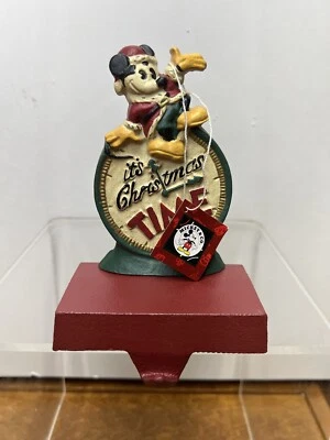 Vintage Cast Iron Disney Mickey Mouse Santa Christmas Stocking Hanger Decoration - Image 1 of 4
