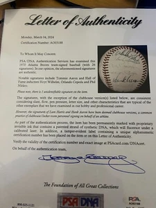 Atlanta Braves 1970 signierter Baseball mit Coa - Bild 1 von 2
