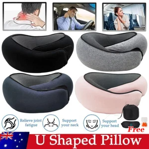 Travel Pillow Memory Foam U Shaped Neck Support Soft Head Rest Plane Car Cushion - Picture 1 of 12