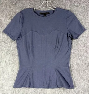 While House Black Market Short Sleeve Peplum Sleeve Top Womens Size XS Navy Blue - Picture 1 of 7