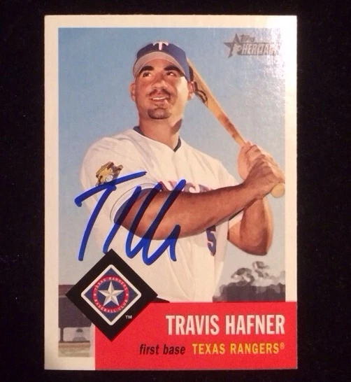 TRAVIS HAFNER 2002 TOPPS HERITAGE Autographed Signed Baseball Card 302 RANGERS - Image 1 of 1