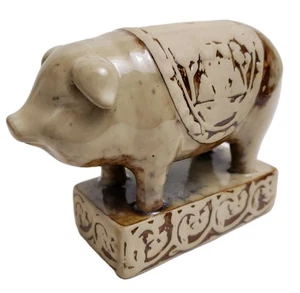 VTG Ceramic Pig Heavy Figurine Paperweight Farmhouse Country Cottage Decor - Picture 1 of 10