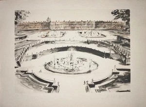 Alejo VIDAL-QUADRAS gravure rehaussée signée vue du château de Versailles art - Imagen 1 de 2