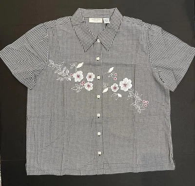 Blusa Lemon Grass Mujer 20W Negra Blanca Guinga Bordada Amapola Adjunta Tanque Foto 1 de 4