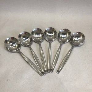 6 Vintage VINERS Dessert /Fruit Spoons Stainless Steel STYLE Pattern 14.5cm Long - Picture 1 of 6