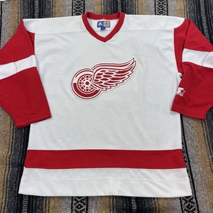Vintage Herren Starter NHL Detroit Red Wings weiß bestickt Trikot Größe Large - Bild 1 von 8