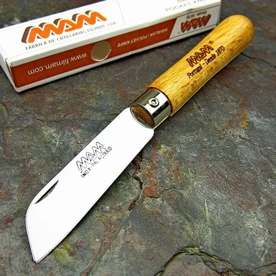 Cuchillo de bolsillo plegable MAM pequeño mango de madera de haya hoja de pie de oveja de acero alemán Foto 1 de 3
