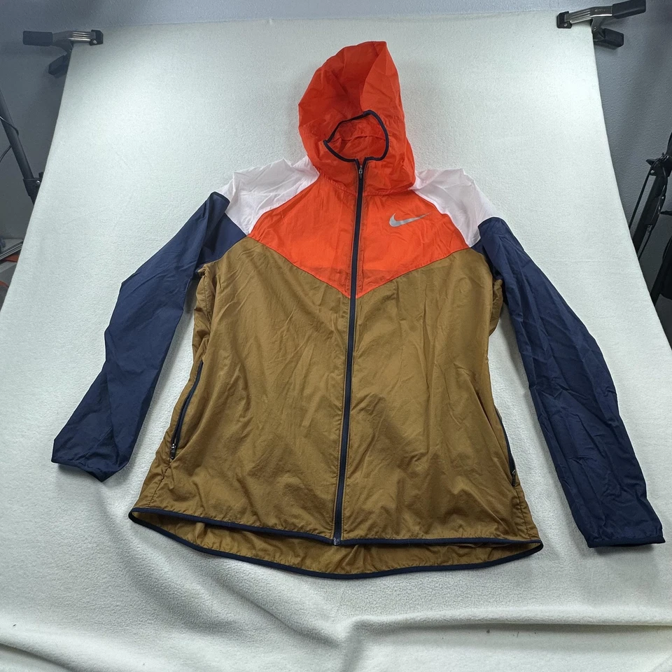 Nike Windrunner Jacket Mens XL Orange Tan Navy Hooded Windbreaker AR0257 - Image 1 of 4