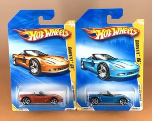Hot Wheels 2009 New Models CORVETTE C6 (lot of 2) Orange & Blue w/pr5 hubs 03/42 - Picture 1 of 7