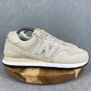 New Balance 574 scarpe classiche uomo taglia 9,5 bianco sporco sneakers panna atletiche - Foto 1 di 10