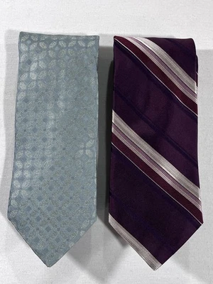 Par de corbatas para hombre Calvin Klein Premium gris azul púrpura a rayas Foto 1 de 4