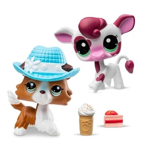 Hasbro Littlest Pet Shop LPS Pet Pairs #150 Cow #151 Collie Green Paw Series 3 - Picture 1 of 6