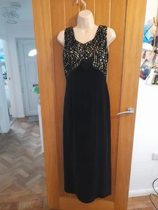 Vintage Berketex Black Full Length Velvet Dress. Shimmer Bodice, Fully Lined. - Picture 1 of 8