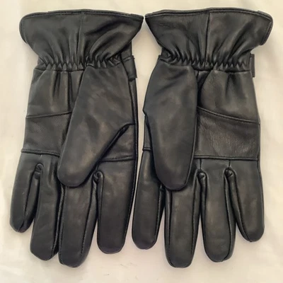 Thinsulate Lined Star King Mens Black Leather Gloves Size 9 Adjustable Wrist - Image 1 of 4