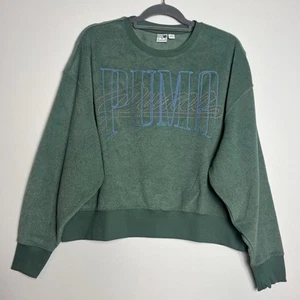 Puma Classics Now & Then Crewneck Eucalyptus Green Women’s Sweatshirt Size XL - Picture 1 of 18