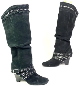 Naughty Monkey schwarze Overknee-Stiefel aus Wildleder mit Absatz Damengröße 7,5 - Bild 1 von 13