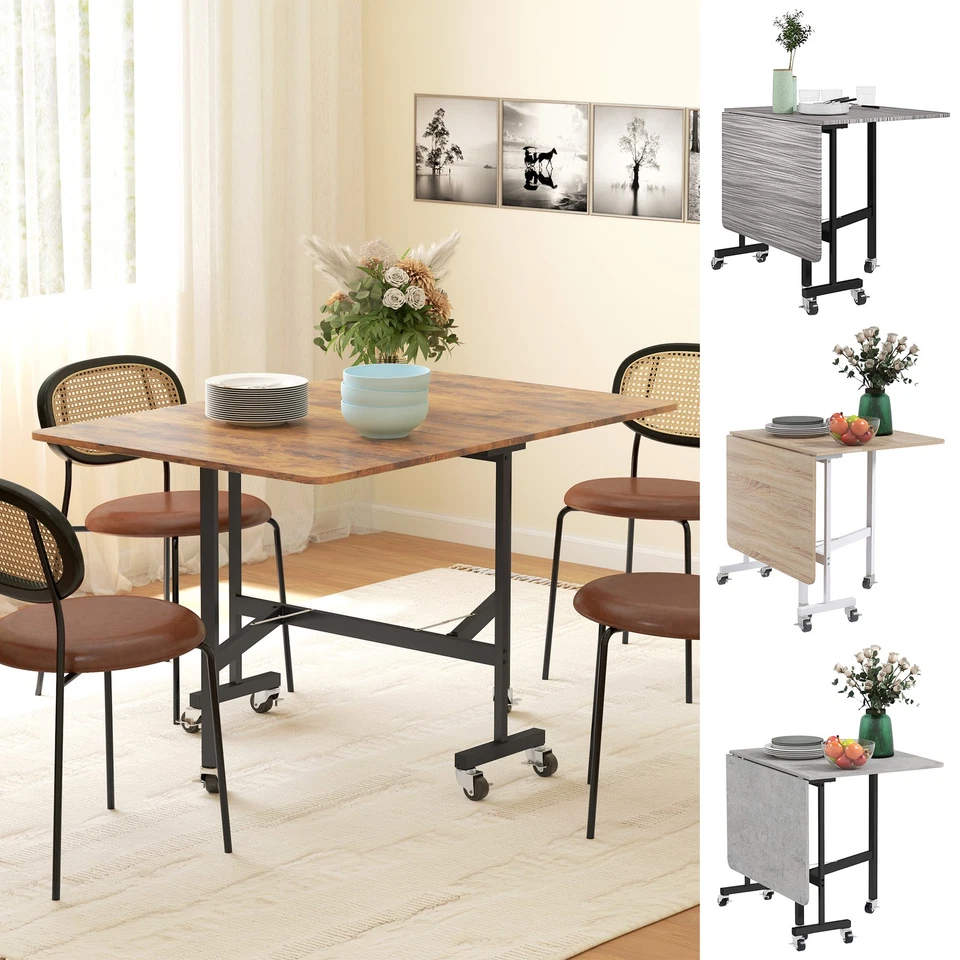 Drop Leaf Table with Rolling Wheels Folding Dining Table for Small Spaces - Image 1 of 1