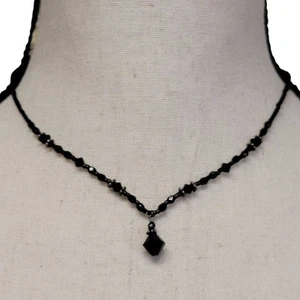 Collar Gota Y Cuentas Negro 17" Delicado Delicado Retro Años 20 Gatsby Joyería Regalo - Imagen 1 de 6