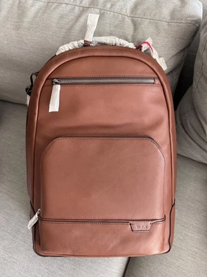 Tumi Harrison Warren Laptop Backpack Leather Cognac Brown Minimal- New NWT - Image 1 of 4