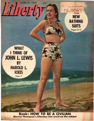 Liberty Magazine Cover June 8, 1946 Bathing Suit Fashion WWII Era John L. Lewis - Image 1 of 2
