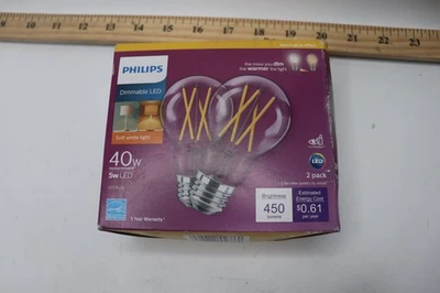 (2-Pk) Philips Vintage LED Cross Filament General Purpose Lightbulb A19 40W Eqv - Image 1 of 4