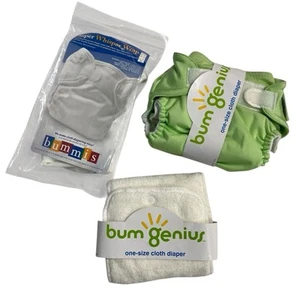 bumgenius Whisper Wrap Cover 2 Inserts Set Light Green Cloth Diaper New - Picture 1 of 8