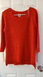 Anne Klein roter Pailletten Tunika Pullover - Glam Holiday Vibes, Gr. M - Bild 1 von 5