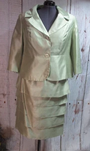 Isabella 16W Green Layered Skirt Suit Occasion Church - Picture 1 of 6