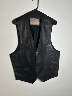 Vintage Permit Platinum Leather Front Vest Snaps Western Biker Mens Size XL - Image 1 of 4