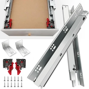 15" Unterbau Soft Close Schubladenschienen - 4 Paar, Vollauszug mit Montageset - Bild 1 von 12