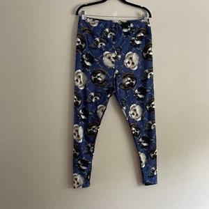 Lularoe Women Sz Tall & Curvy 2 (TC2) Blue All Over Dog Print Stretch Leggings - Picture 1 of 8