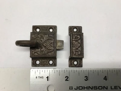 ANTIQUE EASTLAKE CUPBOARD DOOR LATCH / SPRING LOADED - Image 1 of 4