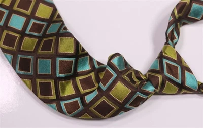 Gravata de seda tema anos 70 discoteca psicodélica verde marrom Ted Baker London - Imagem 1 de 4